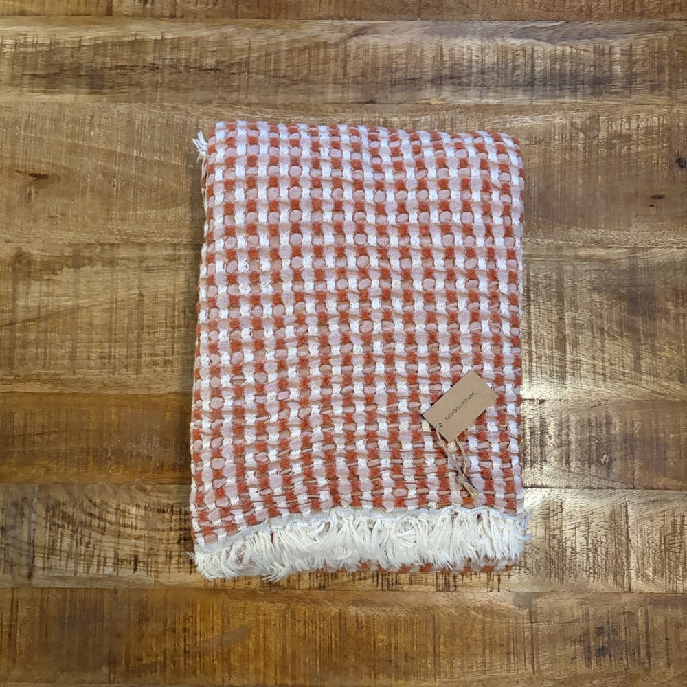 NEW Schoolhouse Recycled Wool Throw Blanket Terracotta